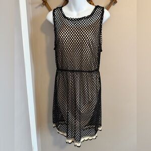 Ultra Pink Black Mesh Lace Trim Mini Dress Large
Vacation poolside night out